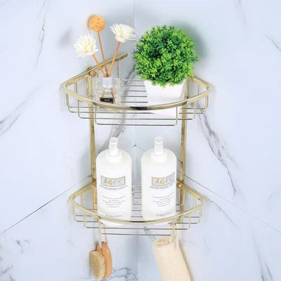 DecorBites™ Gold Bathroom Hardware Set: Towel Rack, Shelf, Paper Holder, Towel Holder, Toilet Brush Holder