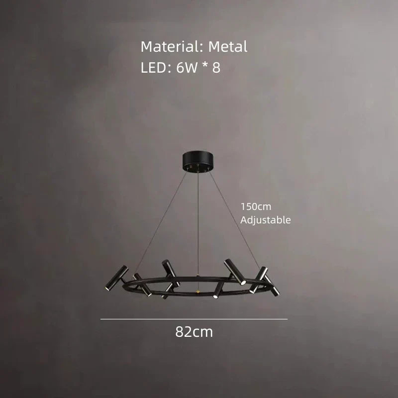 DecorBites™ Black Metal Chandelier: Minimalist Hanging Light for Dining Room, Kitchen, Bedroom.