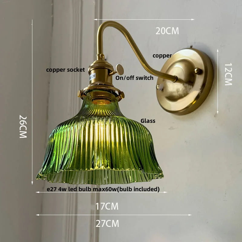 DecorBites™ Clear Glass Wall Sconce LED Lights Modern Nordic Copper Bedside Lamp