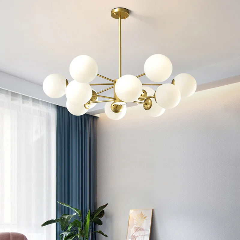 DecorBites™ Glass Ball Chandelier - Art Deco Black Pendant Lighting for Home Dining Room