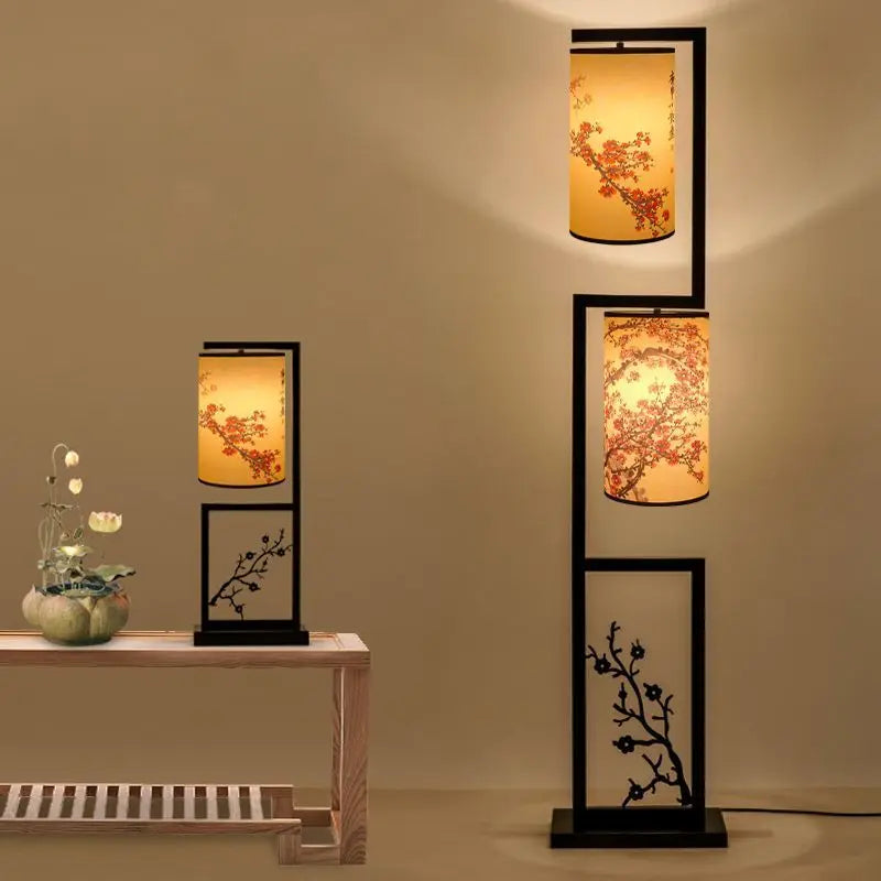 DecorBites™ Ancient Plum Blossom Chinese Style Floor Lamp - Creative Printing Picture