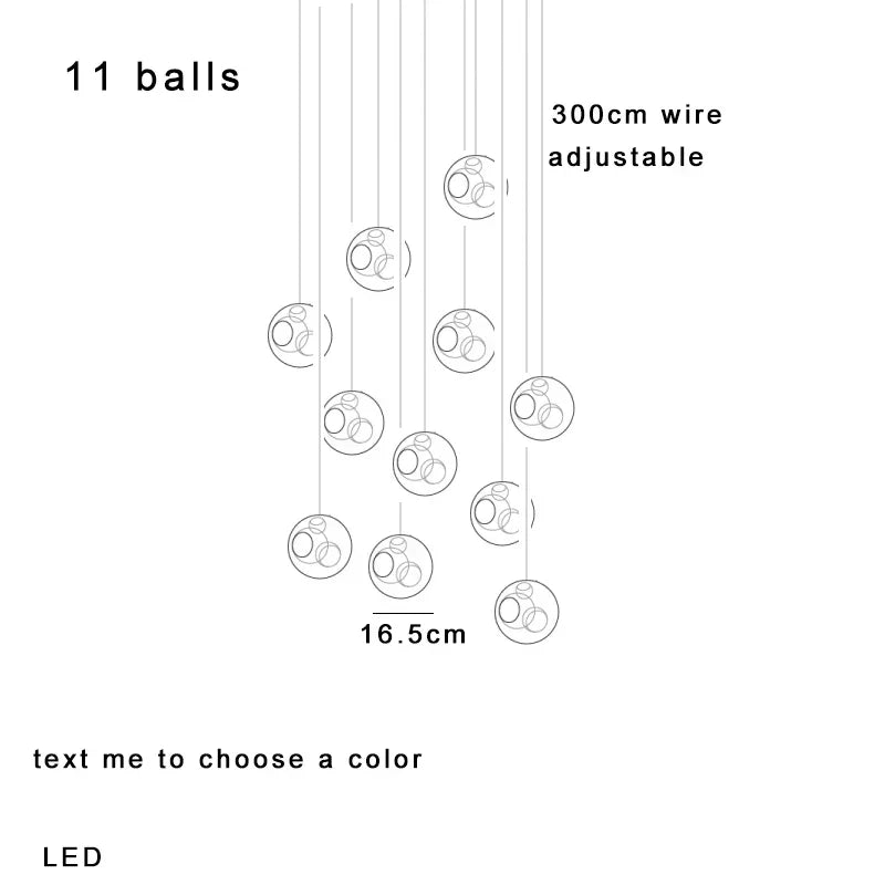 DecorBites™ Colorful Balls Chandelier: Modern Dimmable Rectangle Dining Room & Bedside Hanging Lamp