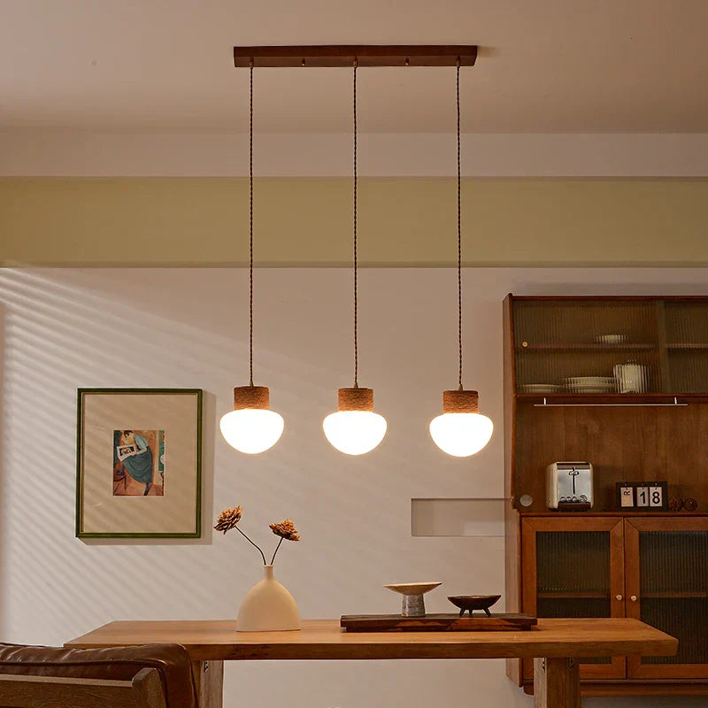 DecorBites™ Hemp Rope LED Pendant Light - Nordic Glass Hanging Lamp for Home Decor