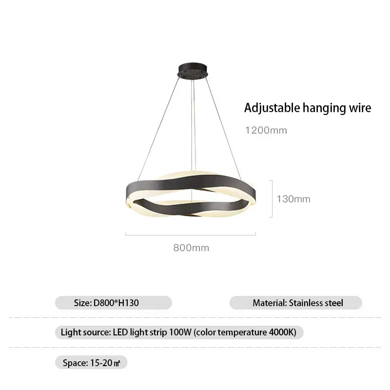 DecorBites™ Black Circle Chandelier Luxury Pendant Light for Home Decor
