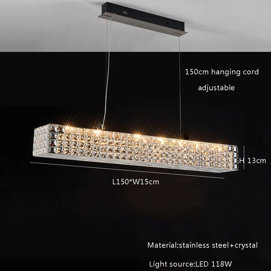 DecorBites™ Crystal Chandelier: LED Ceiling Dining Room Lighting for Long Table Decor
