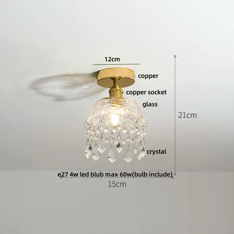 DecorBites™ Amber Glass Wood LED Ceiling Light Fixture for Modern Living Room.