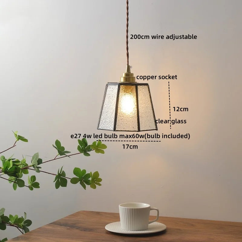 DecorBites™ Glass Copper LED Pendant Lamp for Dining Room, Nordic Modern Hanging Light Fixtures