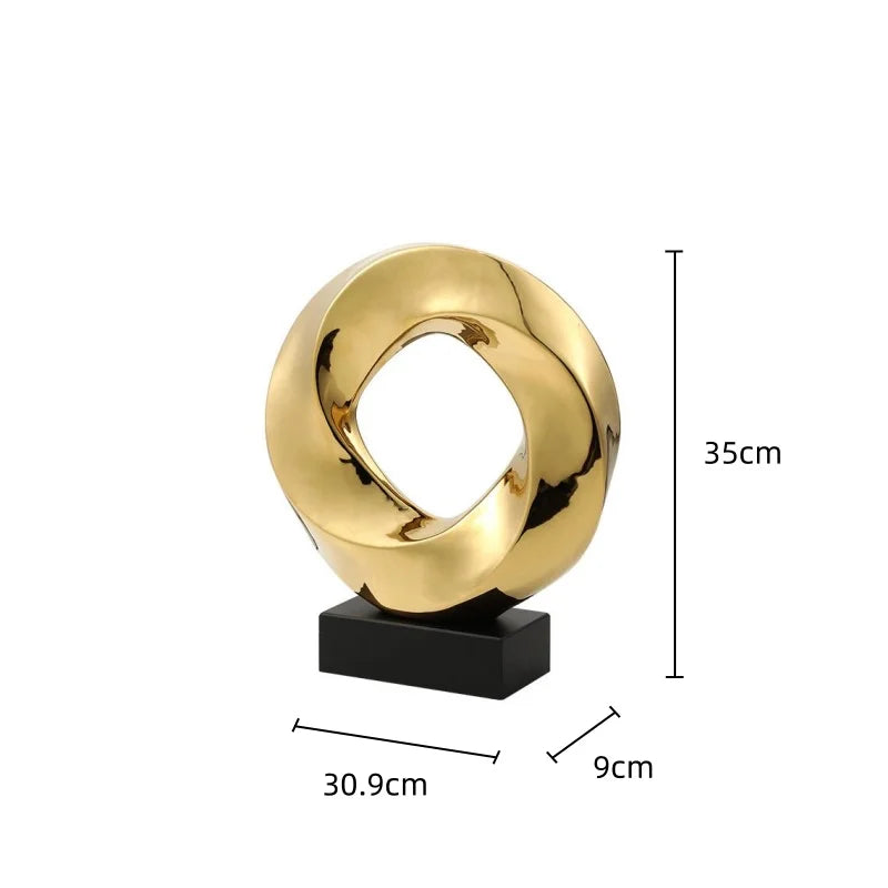 DecorBites™ Geometric Gold Hollowed Twisted Circles Figurines Home Decor