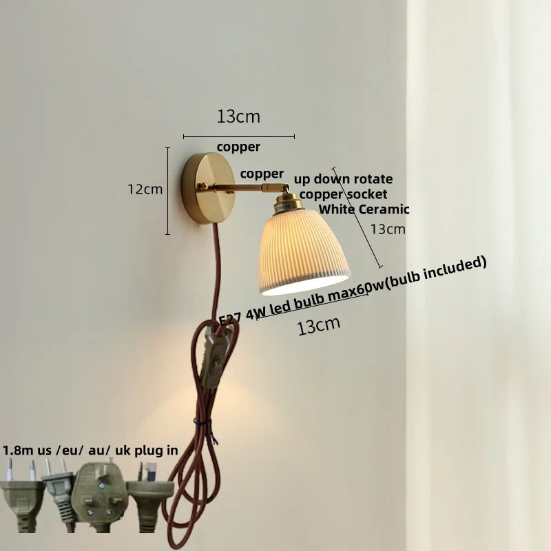 DecorBites™ Ceramic Wall Lights Rotatable LED, Modern Nordic Style for Hallway, Bedroom, Aisle