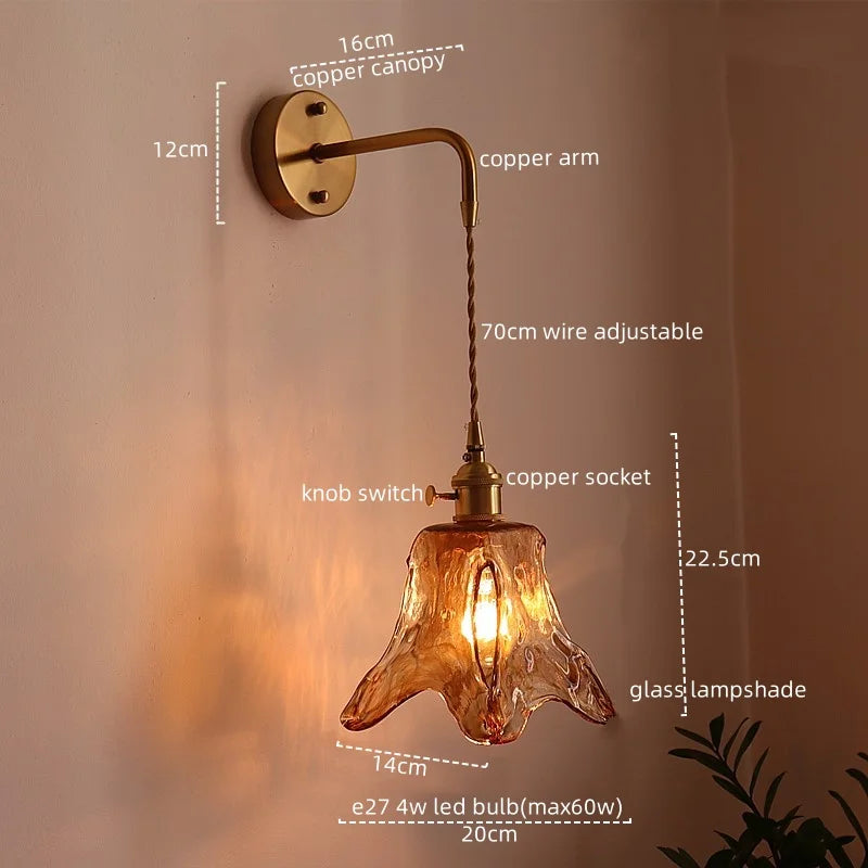 DecorBites™ Amber Glass LED Wall Lamps for Living Room and Bathroom Mirror Lighting