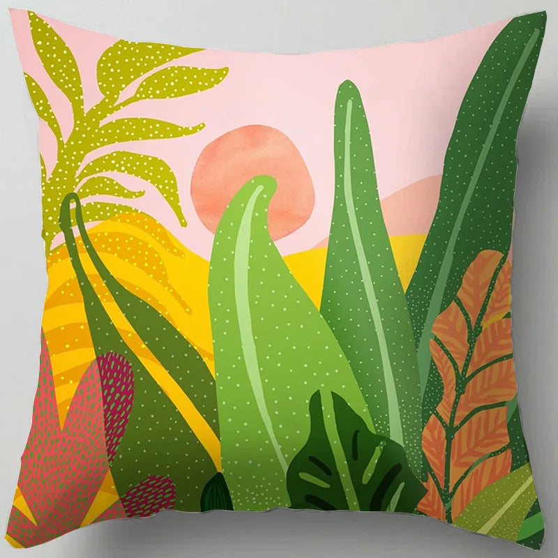 DecorBites™ Blue Flower Leaves Pattern Pillowcase - Nordic Style Living Room Cushion Cover