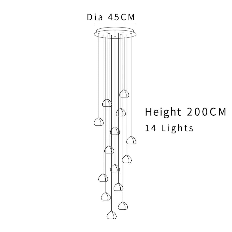 DecorBites™ Crystal Ball Chandelier: Modern LED Stair Chandelier for Living Room, Kitchen, and Loft