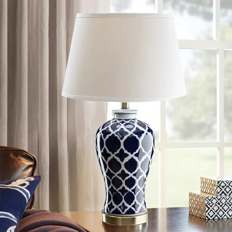 DecorBites™ Blue Ceramic Bedside Table Lamp