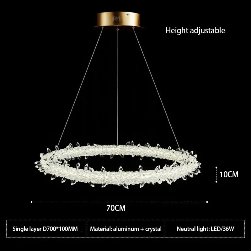 DecorBites™ Crystal Flower LED Chandelier: Elegant Round Pendant Light for Dining & Living Room