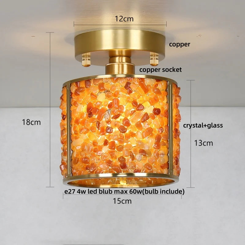 DecorBites™ Copper Canopy LED Ceiling Light Glass Crystal Nordic Modern Decor for Home