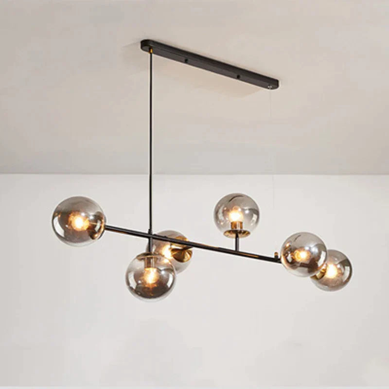 DecorBites™ Brass Chandelier with Black Art Glass Ball - Minimalist Living Room Dining Decor