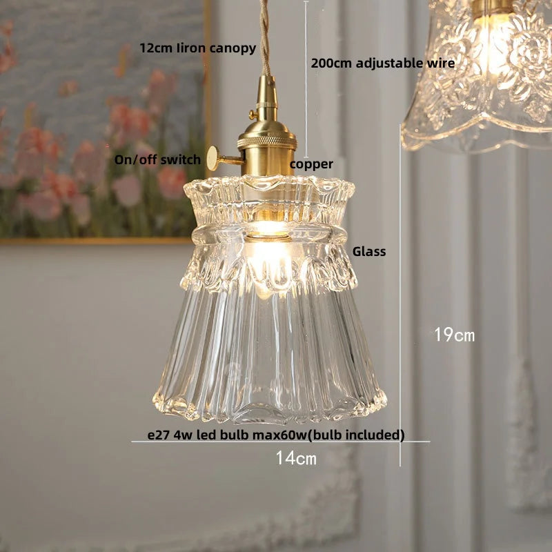 DecorBites™ Clear Glass Copper Pendant Lights Adjustable Modern Wire Nordic Vanity Light