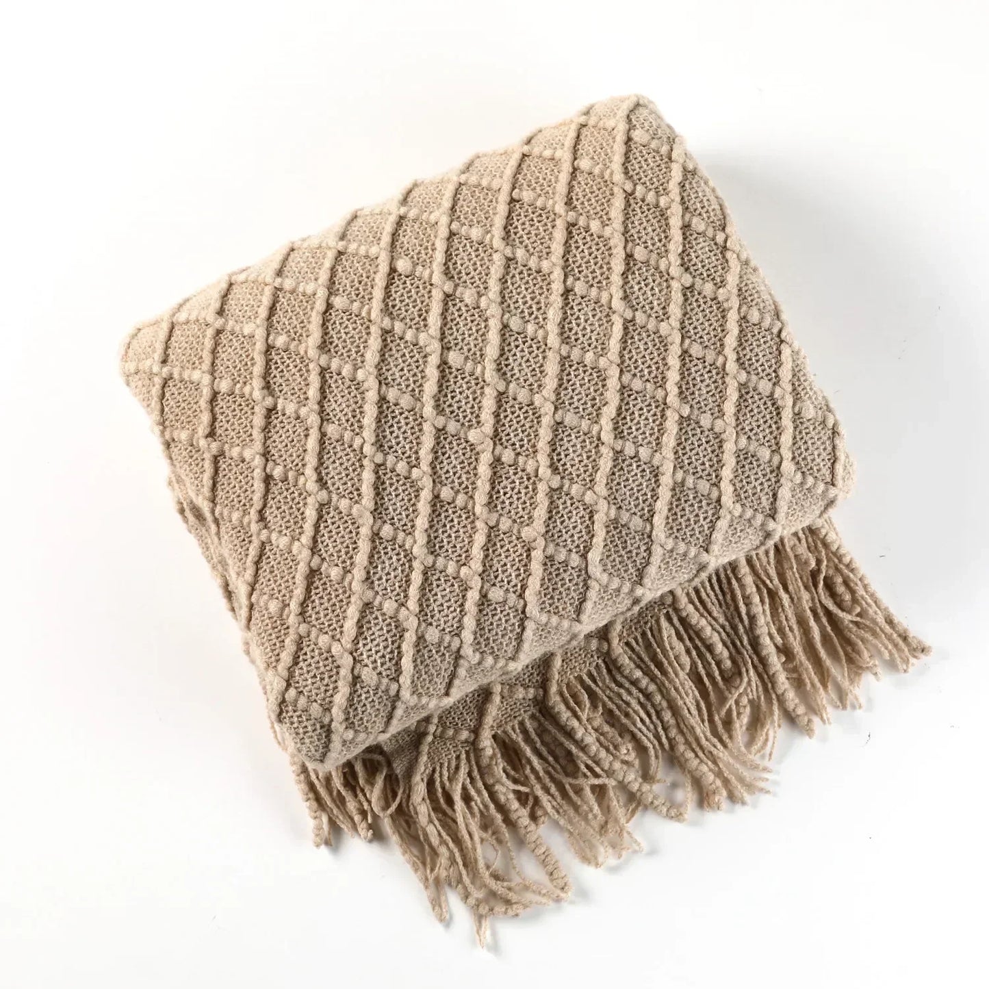 DecorBites™ Knitted Wool Blanket - Soft Nordic Throw for Sofa, Bed, or Office