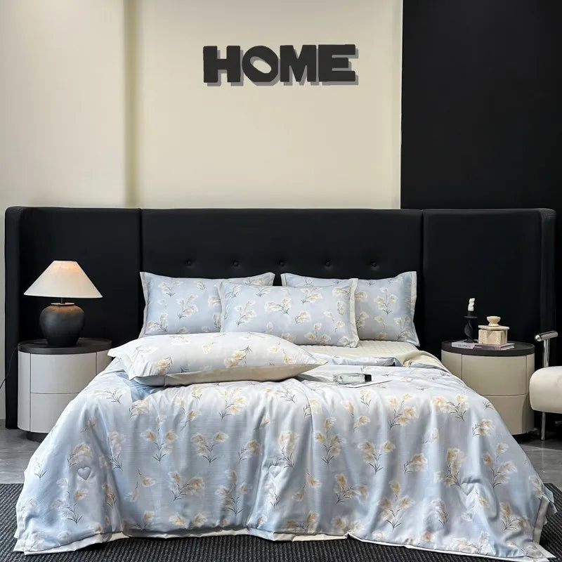 DecorBites™ Cool Silk Summer Quilt Set with Sheets & Pillowcases