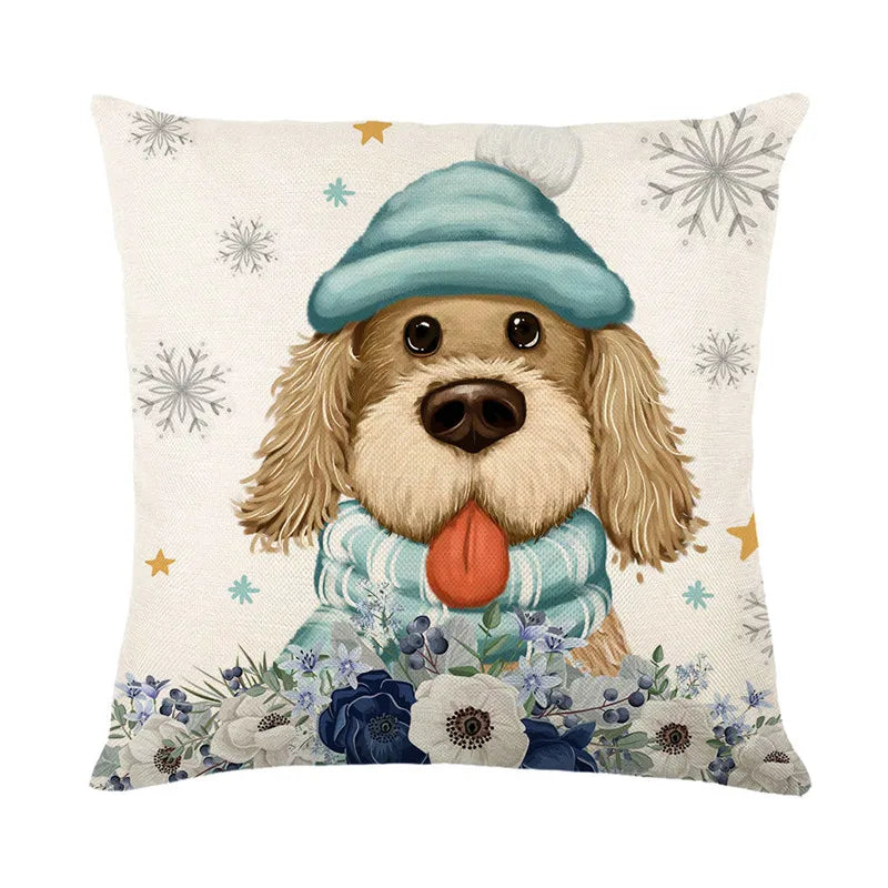DecorBites™ Christmas Letter Print Linen Throw Pillow Cover for Holiday Home Decoration