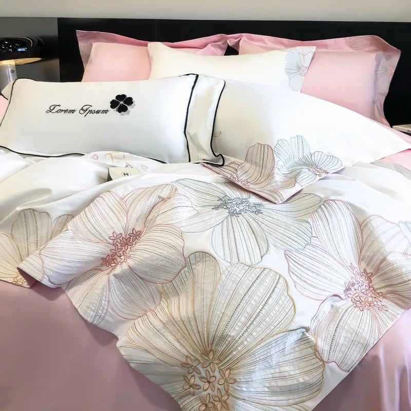 DecorBites™ Chic Embroidered Cotton Bedding Set for Luxurious Home Décor