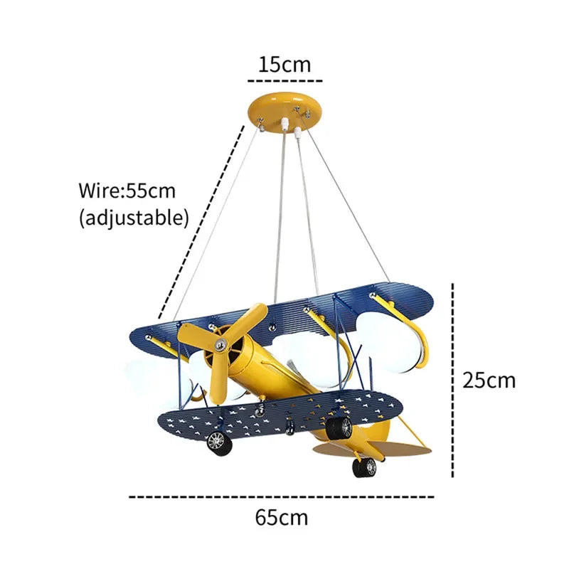 DecorBites™ Airplane Chandelier Kids LED Lights Cartoon Boys Bedroom Cute Gift