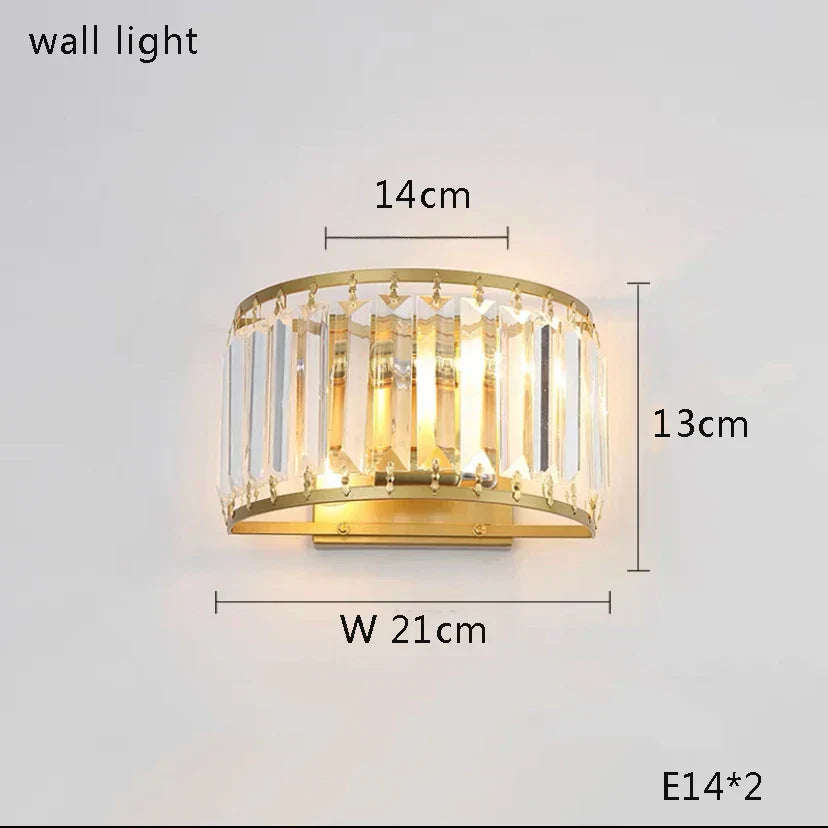 DecorBites™ Golden Crystal Chandelier Luxury Round Pendant Lamparas Art Decor Fixture