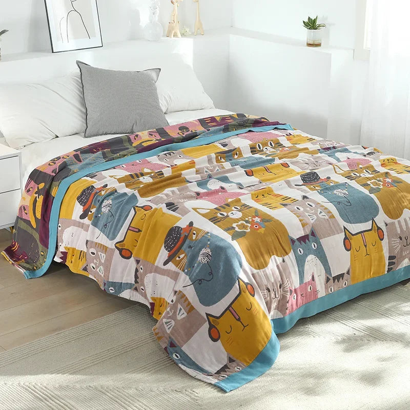 DecorBites™ Cartoon Throw Blanket - Soft Cotton Summer Quilt for Beds and Sofas