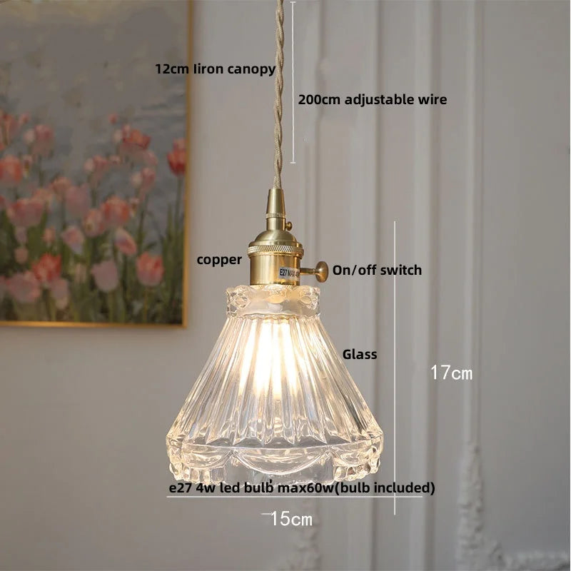 DecorBites™ Clear Glass Copper Pendant Lights Adjustable Modern Wire Nordic Vanity Light