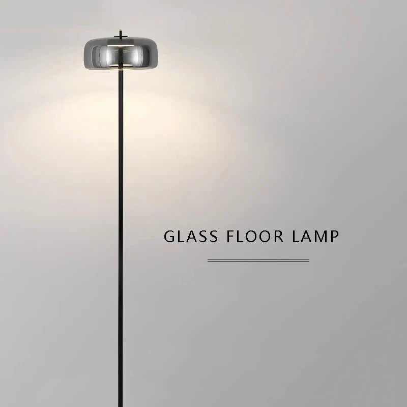 DecorBites™ Gray Glass Floor Lamp: Italian Design Minimalist Standing Lighting for Living Room