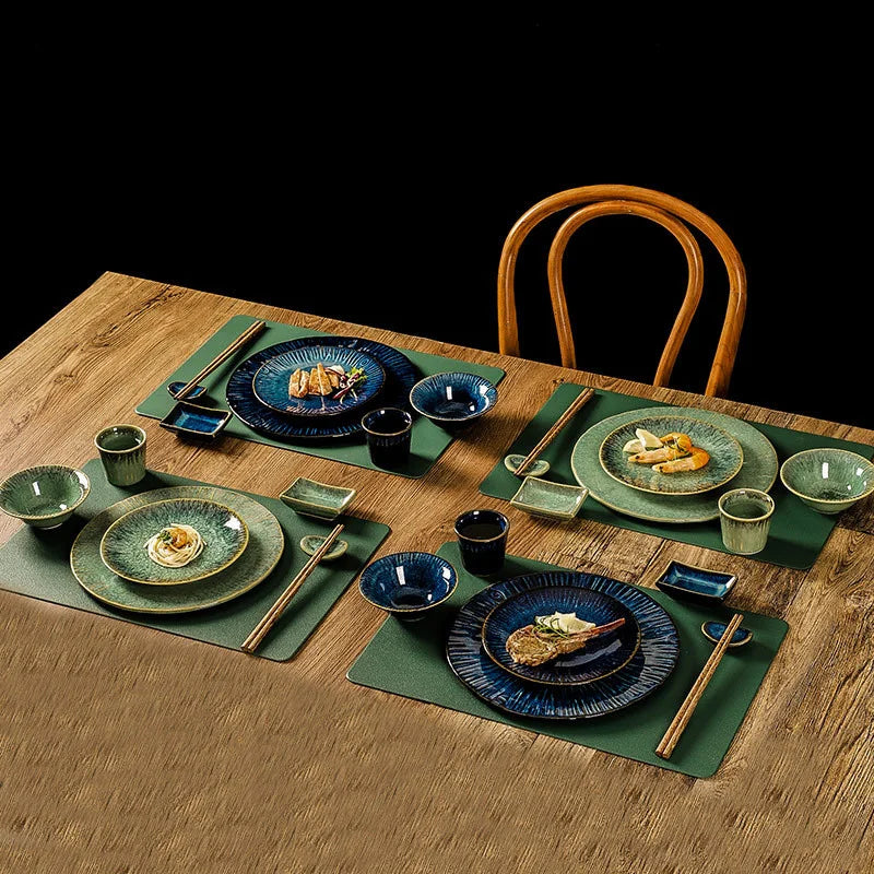DecorBites™ Ceramic Dinnerware Set - Japanese-Inspired Kiln Change Plates and Bowl