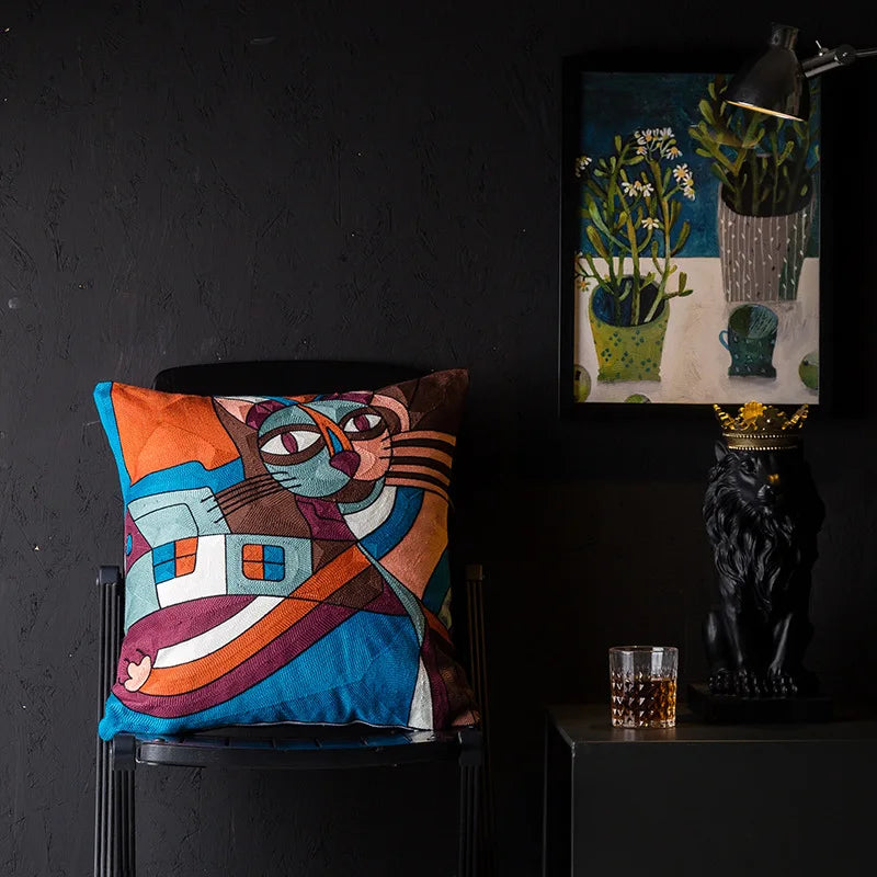 DecorBites™ Christmas Picasso Style Abstract Cushion Cover for Living Room Sofa and Bed