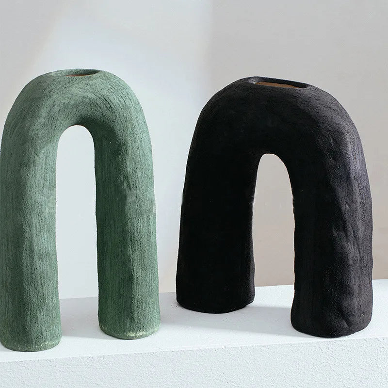 DecorBites™ Arc Ceramic Vase Geometric Abstract Home Decor Flower Arrangement Accessory