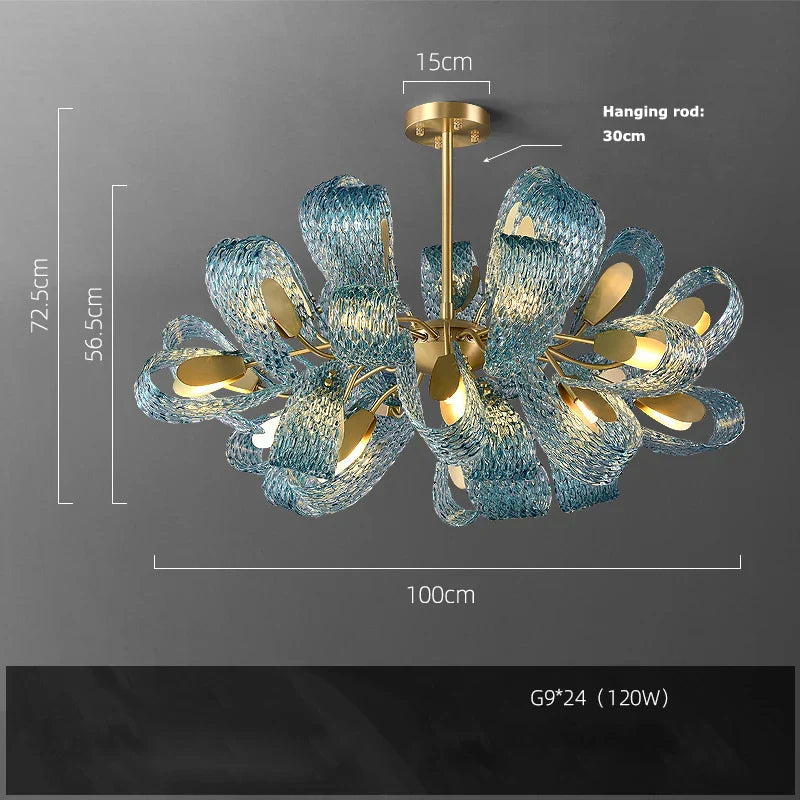 DecorBites™ Blue Queen Crystal Glass LED Ceiling Chandelier - Elegant Lighting Fixture for Living Room