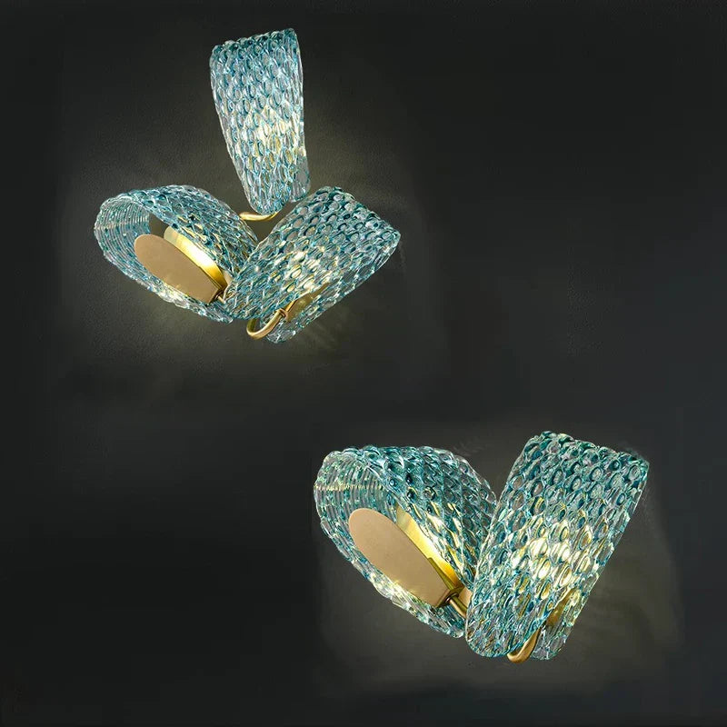 DecorBites™ Blue Glass Luxury Wall Sconce LED Light Fixture for Living Room Bedroom Aisle