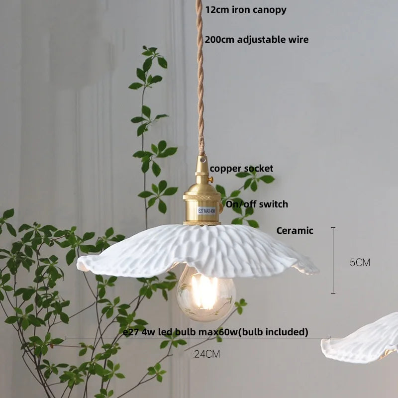 DecorBites™ Ceramic LED Pendant Light Fixture for Home Decor Minimalism Hanging Lamp