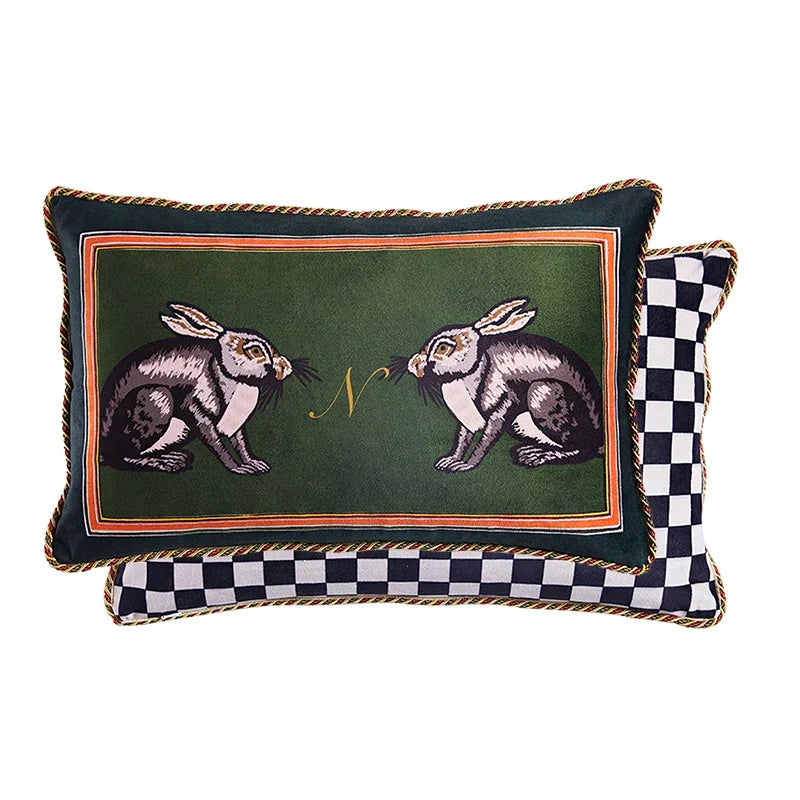 DecorBites™ Cat Print Velvet Throw Pillow Case Luxury Cushion Hand Made