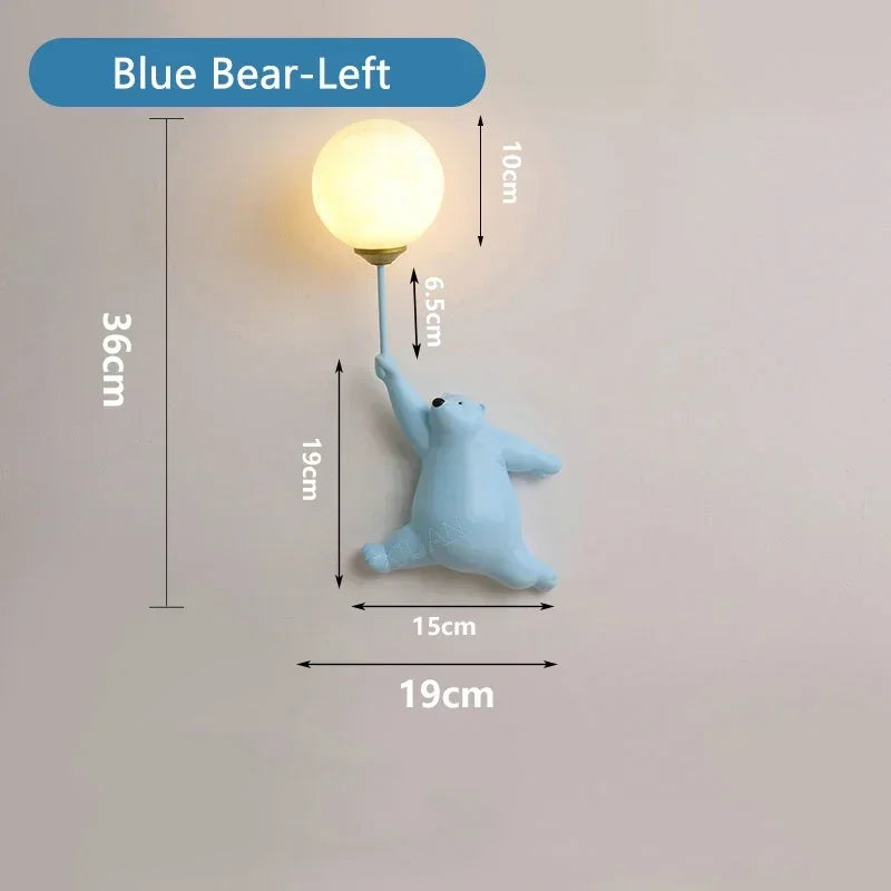 DecorBites™ Bear Moon Wall Lamp: Modern Cartoon Light for Kids' Bedroom Décor