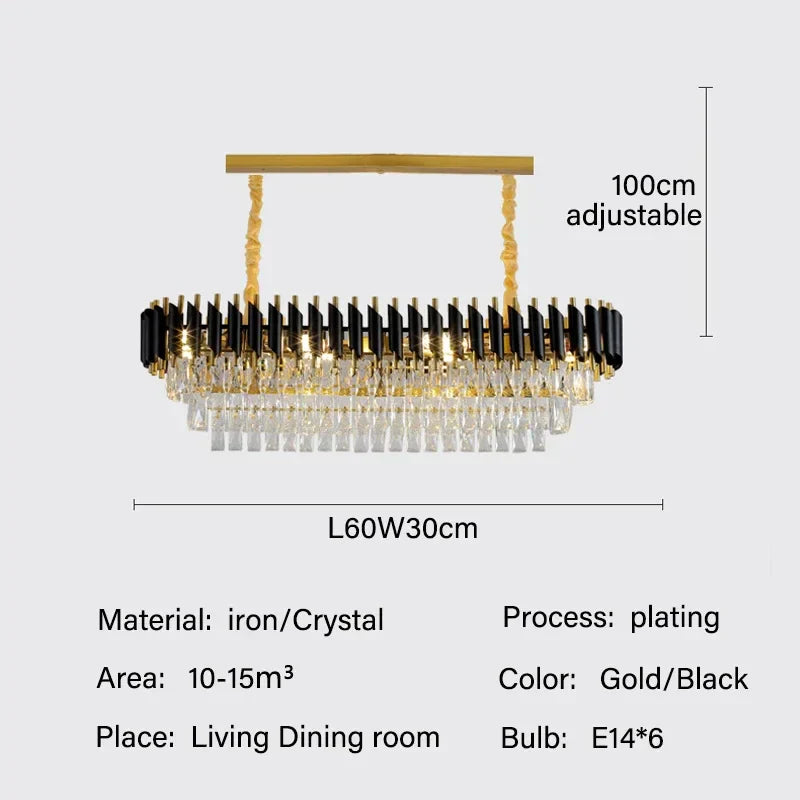 DecorBites™ Crystal LED Pendant Chandelier: Modern Luxury Living Room Dining Lighting Fixture