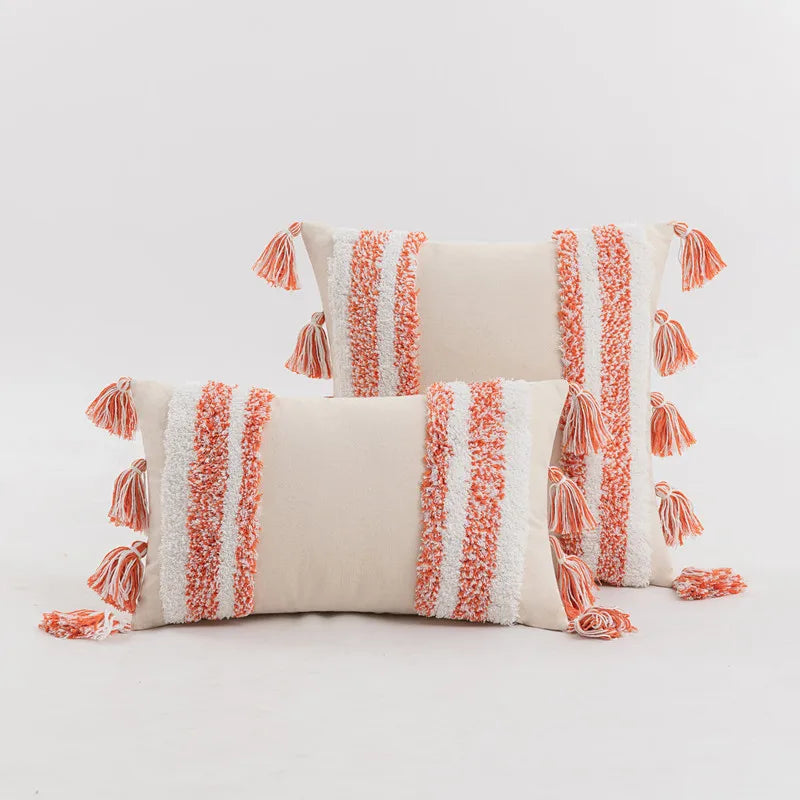 DecorBites™ Blue Grey Stripe Tufted Cushion Cover 45x45cm/30x50cm for Home Decoration