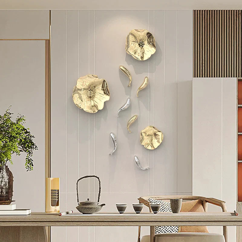 DecorBites™ Carp Fish Lotus Leaf Gold Wall Pendant - Bionics Home Decor