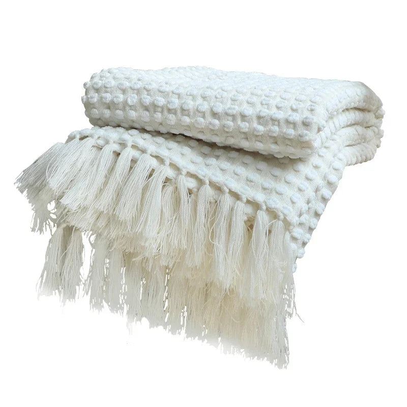 DecorBites™ Knitted Nordic White Casual Blanket - Soft & Comfortable Sofa Throw Bed End Cover for Home Decor & Travel