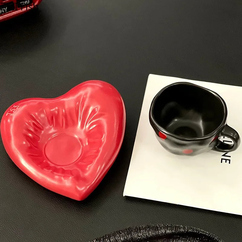 DecorBites™ Creative Heart Porcelain Coffee Mug & Saucer Set