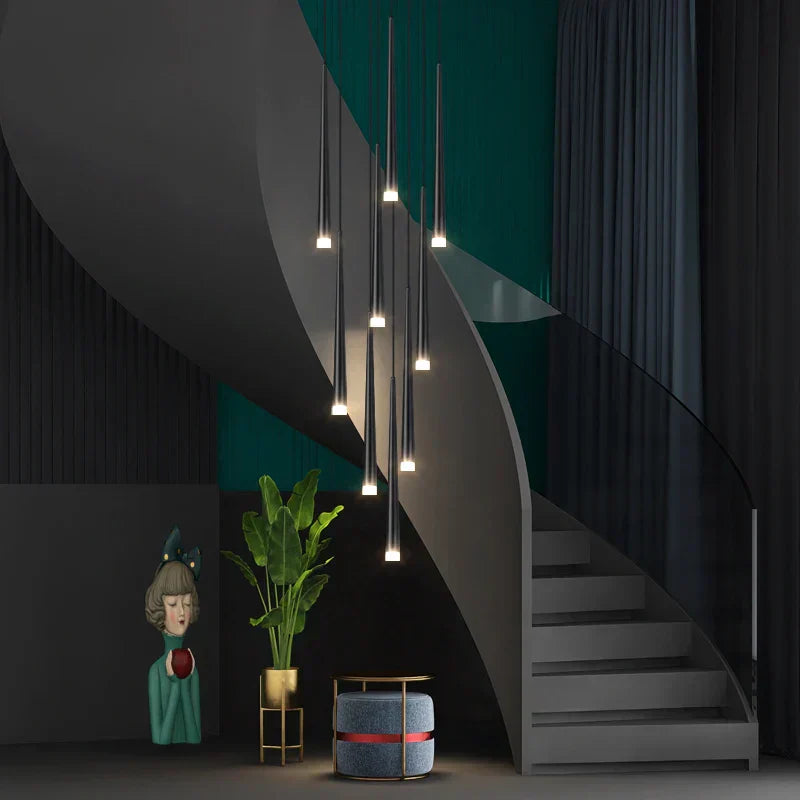 DecorBites™ Conical Chandelier Stair Lamp Modern Simple Villa Restaurant Kitchen Bedroom Bar Lighting