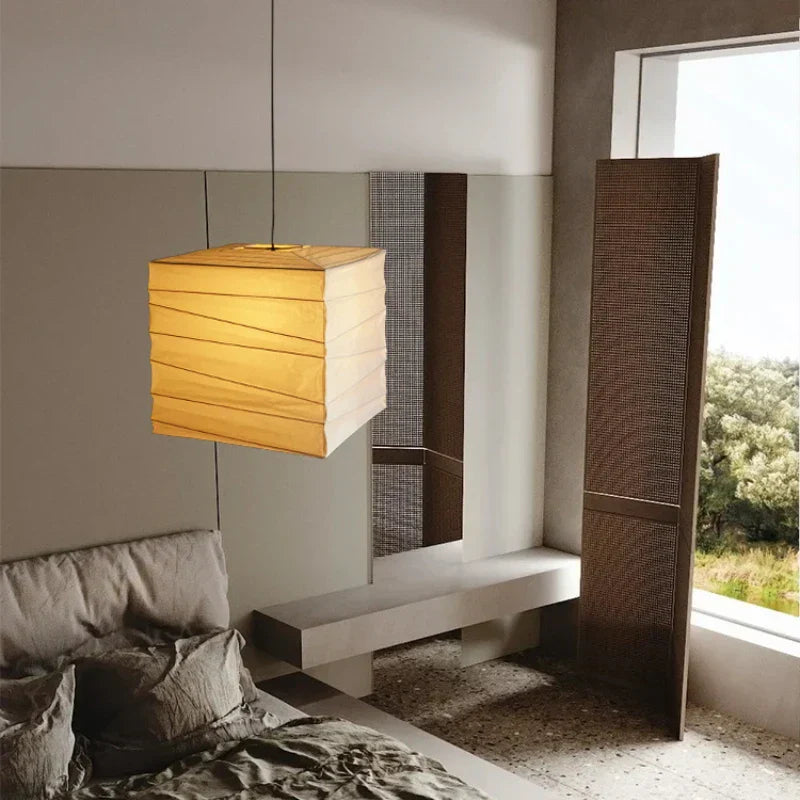 DecorBites™ Akari Rice Paper Pendant Lamp for Living Room Bedroom, LED Hanging Light