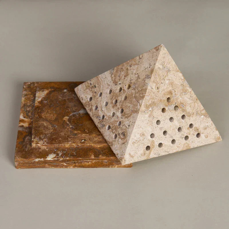 DecorBites™ Beige Travertine Marble Mubkhar Bakhoor Incense Holder Oud Burner