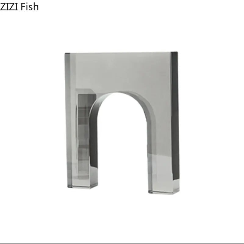DecorBites™ Geometric Crystal Arch Glass Sculpture Desk Decoration Ornament