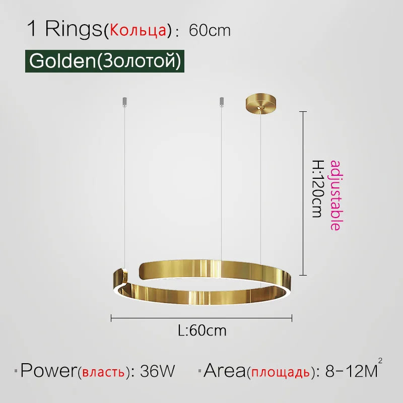 DecorBites™ LED Ring Chandelier for Home Decor - Modern Nordic Style Lighting