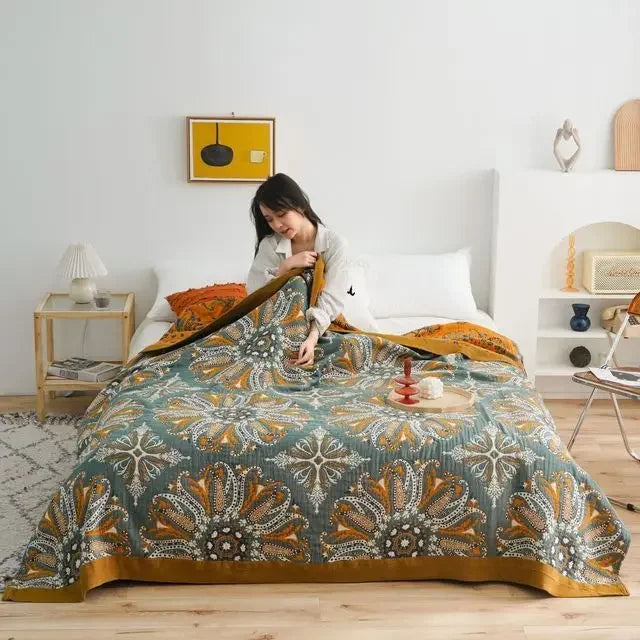 DecorBites™ Boho Cotton Blanket and Throw - Soft, Durable, and Stylish for Bed, Sofa, or Travel