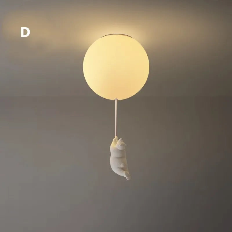 DecorBites™ Bear LED Ceiling Chandelier: Cute PVC Ball Lampshade for Children's Room Decor